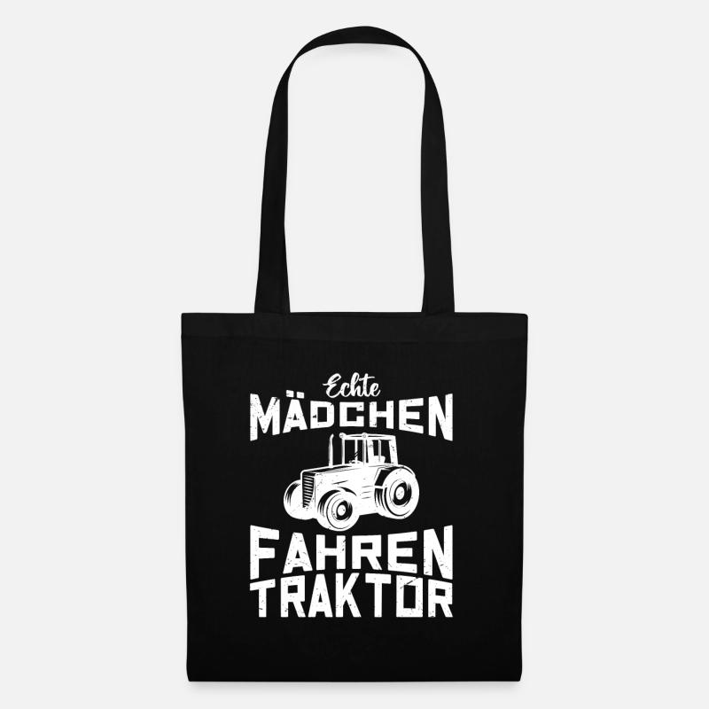 Echte Mädchen fahren Traktor Trecker Landwirt - Stoffbeutel - Schwarz