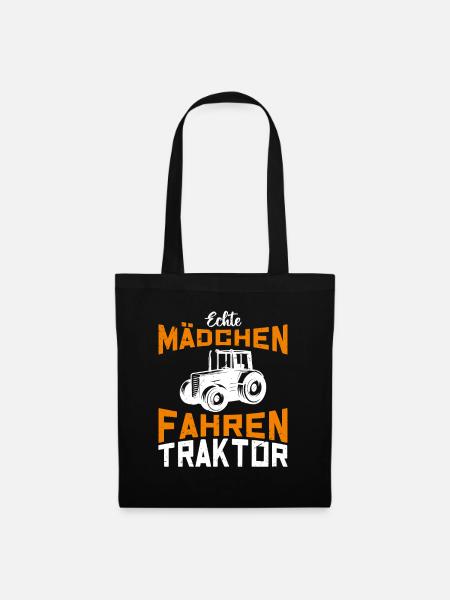 Echte Mädchen fahren Traktor Trecker Landwirt Trak - Stoffbeutel - Schwarz