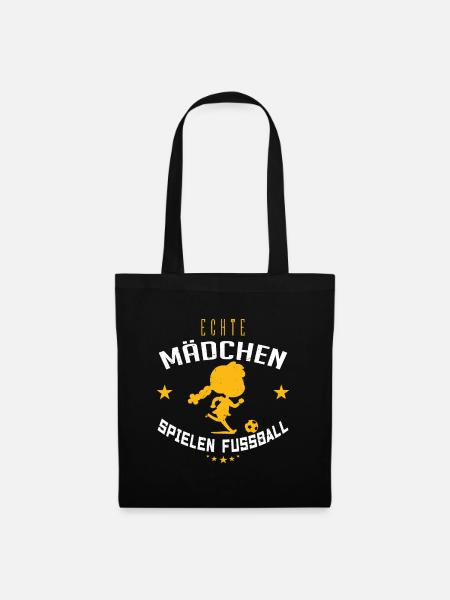 Echte Mädchen Spielen Fussball Frauenfußball !! - Stoffbeutel - Schwarz