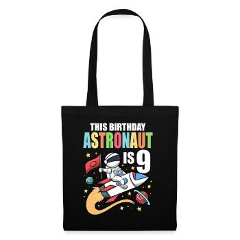 Space Birthday 9 Astronaut Planeten Raketenschiff - Stoffbeutel - Schwarz - Vorne