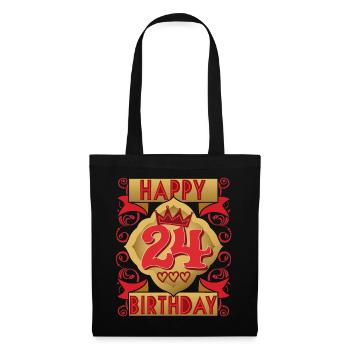24. Geburtstag 24 Jahre alt Spruch, Vintage-Design - Stoffbeutel - Schwarz - Vorne