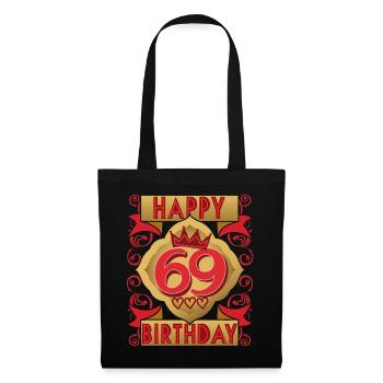 69. Geburtstag 69 Jahre alt Spruch, Vintage-Design - Stoffbeutel - Schwarz - Vorne