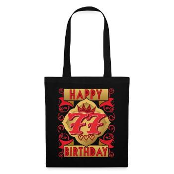 77. Geburtstag 77 Jahre alt Spruch, Vintage-Design - Stoffbeutel - Schwarz - Vorne