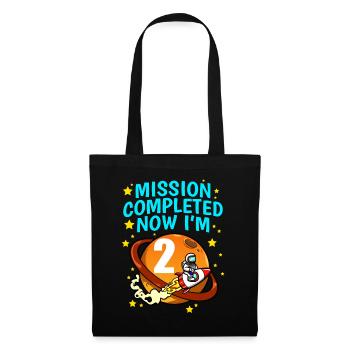 Space Birthday 2 Astronaut Planeten Raketenschiff - Stoffbeutel - Schwarz - Vorne