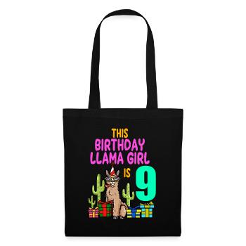 Llama Girl 9th Birthday Party Alpaca - Tote Bag - black - Front