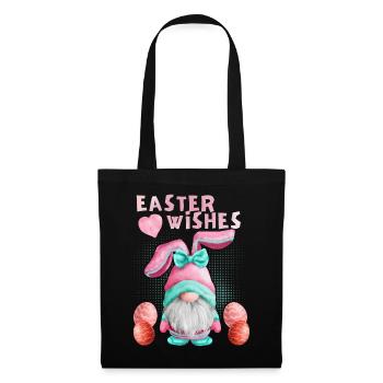 Pâques, nain gnome avec œuf de Pâques, drôle de gnome - Sac en tissu - noir - Devant