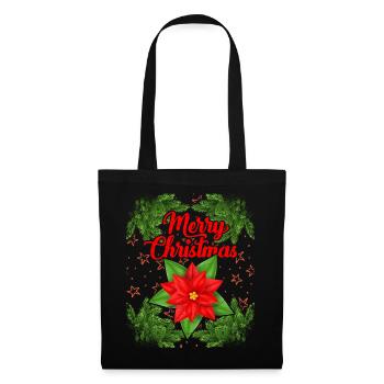Branches de Noël, poinsettia, motif de Noël - Sac en tissu - noir - Devant