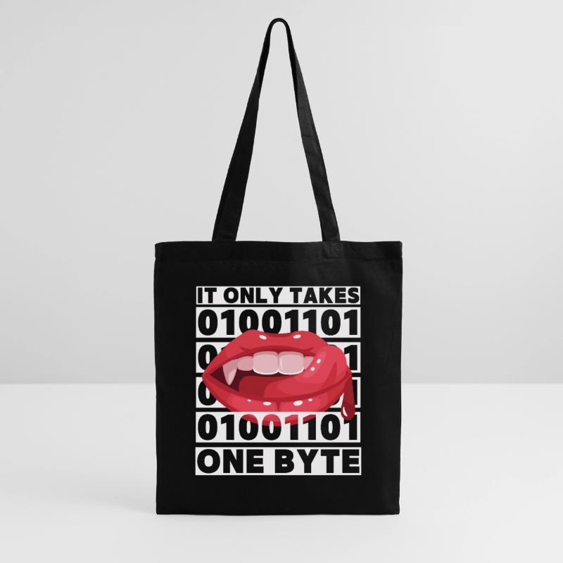 Bit Bytes Binary Computer Nerd, Vampire, Saying, Pun Tote Bag