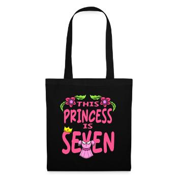 Prinzessin Geburtstag für Mädchen 7 Jahre Geburtstag Kinder - Stoffbeutel - Schwarz - Vorne