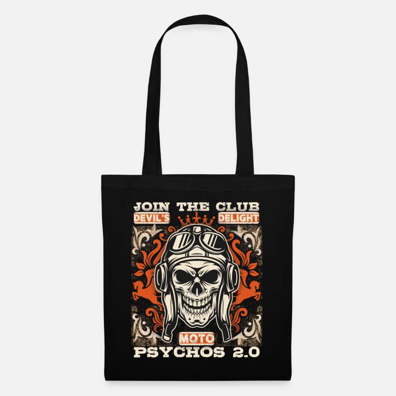 Laughing Skull Motorcycle Biker Funny Saying - Tote Bag - black