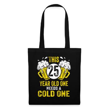 Hommes Bière Anniversaire Drôle 25 ans Amateur de bière - Sac en tissu - noir - Devant