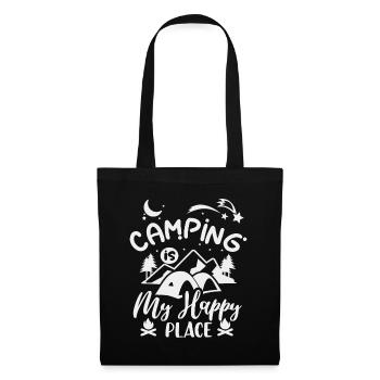 Camping, Zelten, lustiger Spruch Happy-Place - Stoffbeutel - Schwarz - Vorne