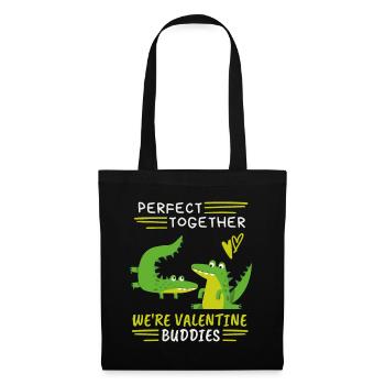 Valentine's Day, funny crocodiles, saying love-love - Tote Bag - black - Front