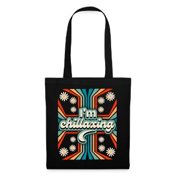 Slogan Flower Power des années 70 Chillaxing - Sac en tissu - noir - Devant