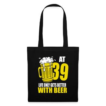 Men Beer Birthday Funny 39 Year Old Beer Lover - Tote Bag - black - Front