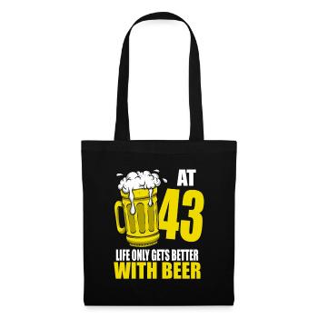 Men Beer Birthday Funny 43 Year Old Beer Lover - Tote Bag - black - Front