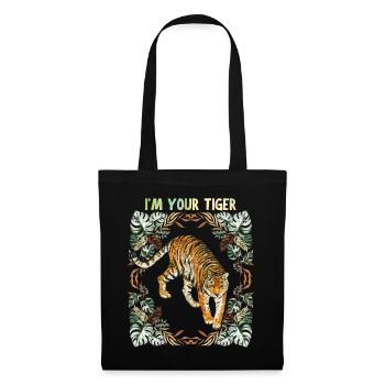 Tiger motif, vintage tiger, jungle tiger, saying - Tote Bag - black - Front