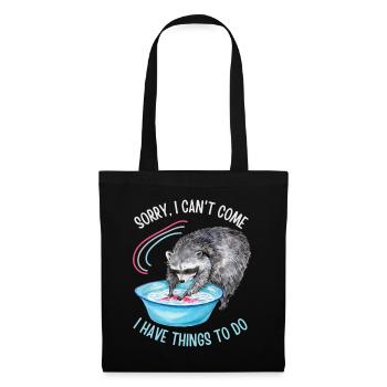 Raccoon motif, funny saying, washing bears - Tote Bag - black - Front
