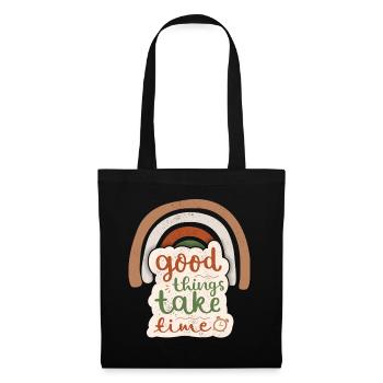 Good-Things-Take-Time Motivational Saying Rainbow - Tote Bag - black - Front