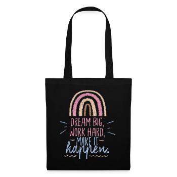 Dicton motivant avec arc-en-ciel, Dream-Big dicton - Sac en tissu - noir - Devant
