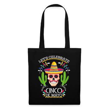 Cinco-De-Mayo, Mexikanischer Feiertag mitTotenkopf - Stoffbeutel - Schwarz - Vorne