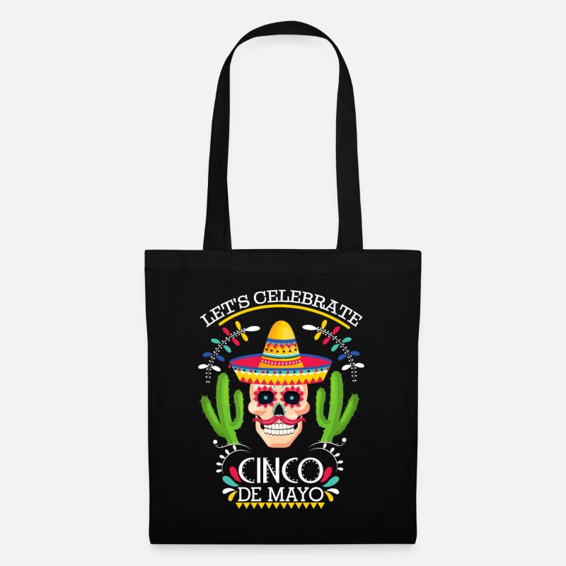 Cinco-De-Mayo, Mexikanischer Feiertag mitTotenkopf - Stoffbeutel - Schwarz