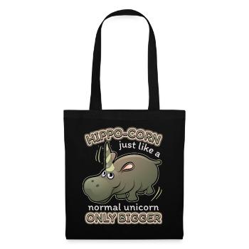Nilpferd, Flusspferd, Spruch, Einhorn-Unicorn - Stoffbeutel - Schwarz - Vorne