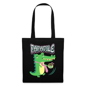 Papa father, crocodile crocodile saying Father's Day - Tote Bag - black - Front