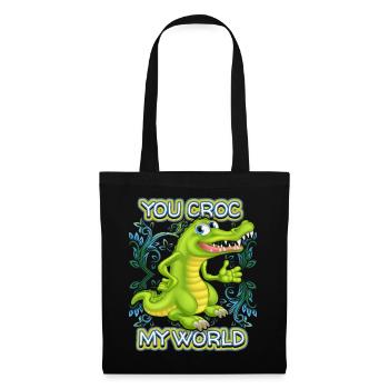 Crocodile Crocodile, disant, jeu de mots, Saint-Valentin - Sac en tissu - noir - Devant