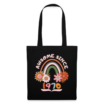 Anniversaire de style rétro, né 1970 vintage dicton - Sac en tissu - noir - Devant