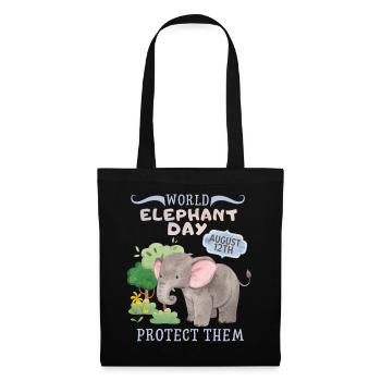 Rette die Elefanten, Tag des Elefanten, Elefant - Stoffbeutel - Schwarz - Vorne