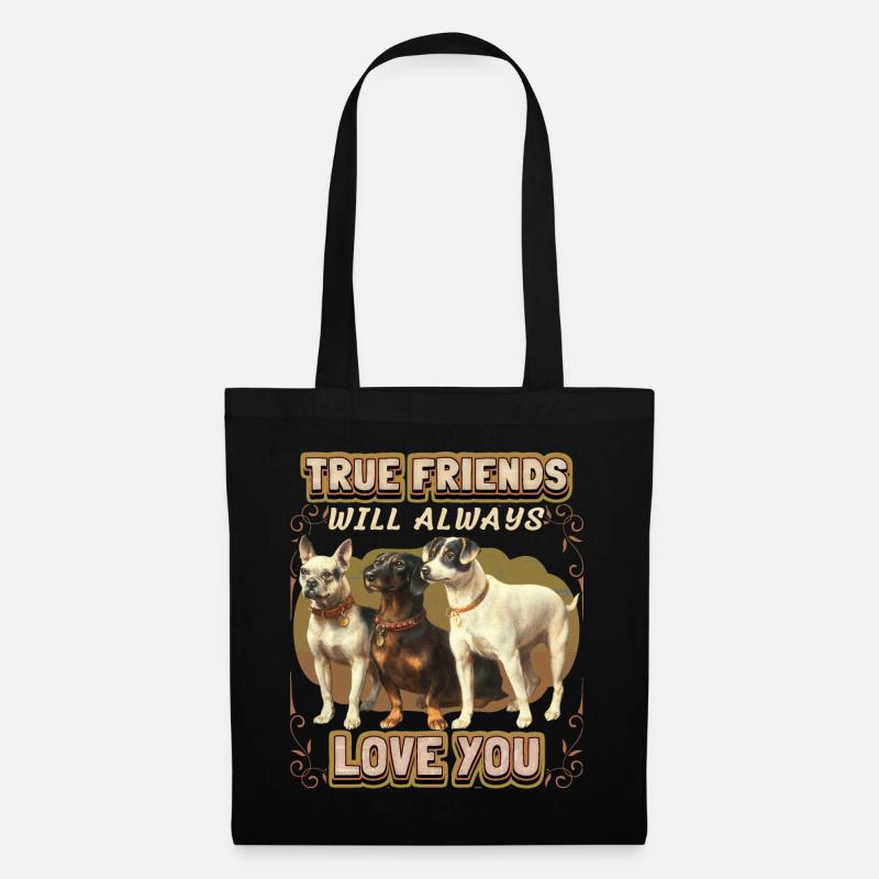 Vintage Jack-Russell Terrier, Rauhaardackel Spruch - Stoffbeutel - Schwarz