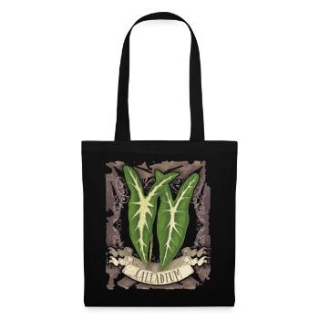 Calladium Lemaireanum vintage botanische Blätter - Stoffbeutel - Schwarz - Vorne