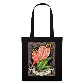 Anthurium vintage, illustration de fleurs botaniques - Sac en tissu - noir - Devant