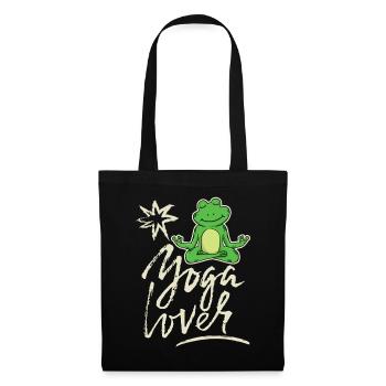 Lustiger Yoga Frosch, Spruch Yoga-Lover - Stoffbeutel - Schwarz - Vorne