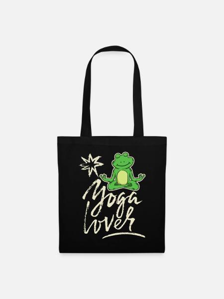 Lustiger Yoga Frosch, Spruch Yoga-Lover - Stoffbeutel - Schwarz