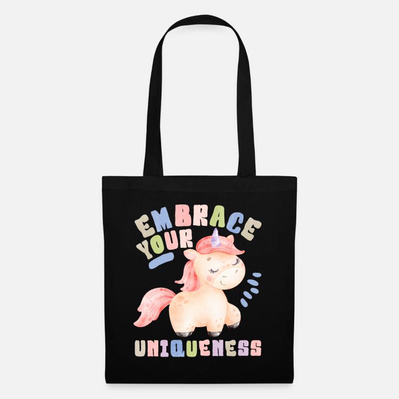 Kawaii Einhorn, Spruch, Einhorn-Unicorn Aquarell - Stoffbeutel - Schwarz