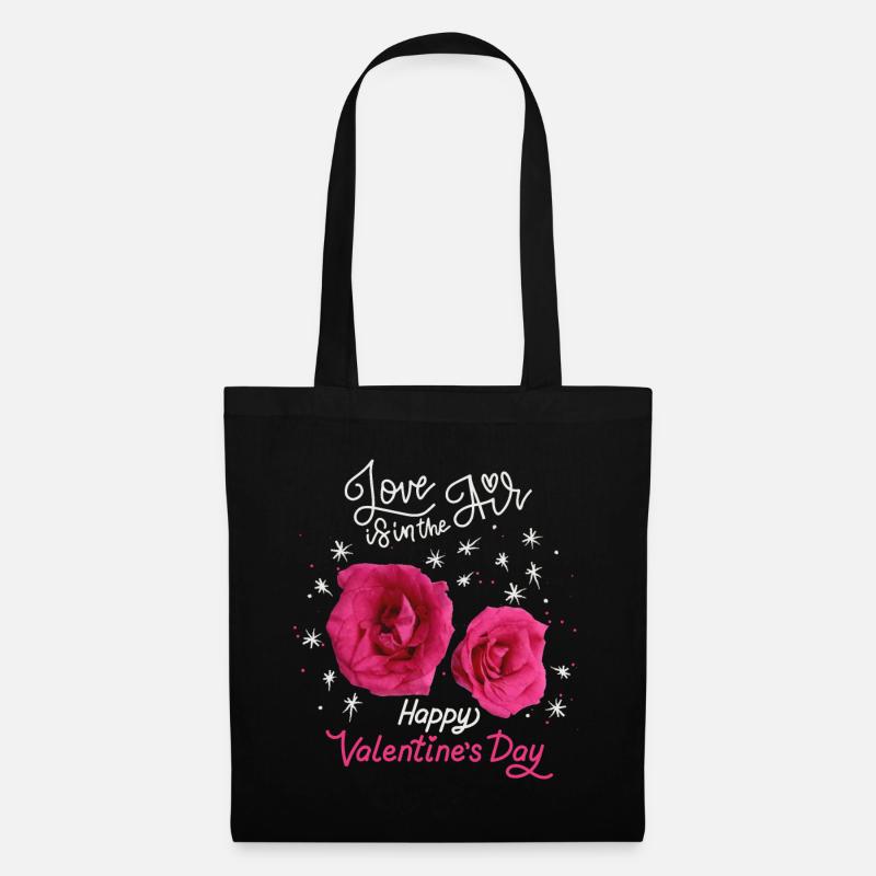 Saint-Valentin, Love-Love Rose Pattern Rose Design - Sac en tissu - noir