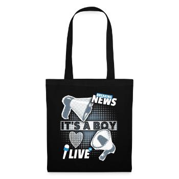 Baby boy, announcement with megaphone, It's-a-Boy - Tote Bag - black - Front