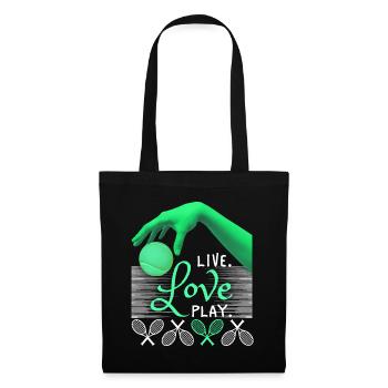 Tennis Live-Love-Play, saying for tennis players - Tote Bag - black - Front