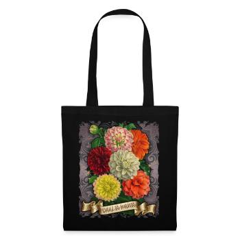 Illustration de fleurs botaniques vintage Dahlias - Sac en tissu - noir - Devant