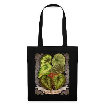 Illustration botanique de fleur de bégonia vintage - Sac en tissu - noir - Devant