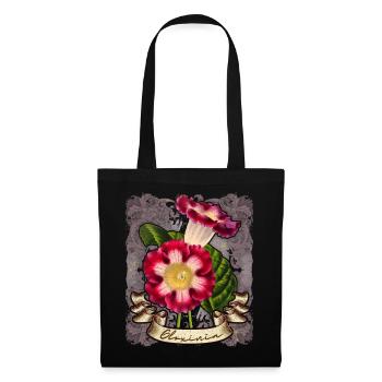 Illustration botanique de fleur de gloxinie vintage - Sac en tissu - noir - Devant