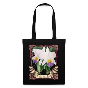 Vintage Orchid Illustration, I-Love-Orchids - Tote Bag - black - Front