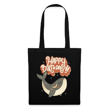 Joyeux anniversaire drôle de baleine Dire - Sac en tissu - noir - Devant