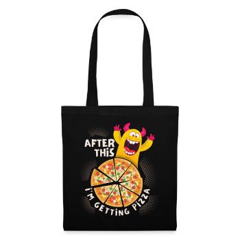 Lustiges Pizza-Monster, Pizza-Spruch, Belohnung - Stoffbeutel - Schwarz - Vorne
