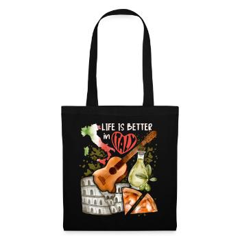 Italy Love-Italy, Rome, guitar and pizza - Tote Bag - black - Front