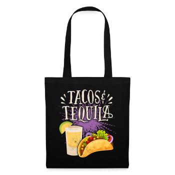 Tacos, Spruch mit Tequila-Drink Mexikanische Küche - Stoffbeutel - Schwarz - Vorne