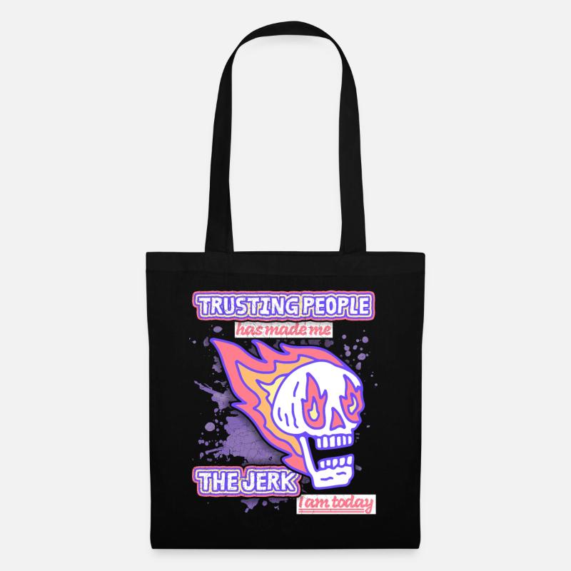 Comic skull skull with flames funny saying - Tote Bag - black