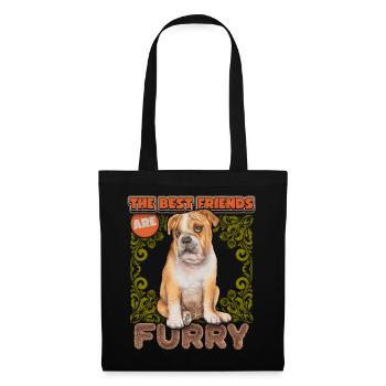 Bouledogue anglais, chien, drôle de bouledogue anglais - Sac en tissu - noir - Devant
